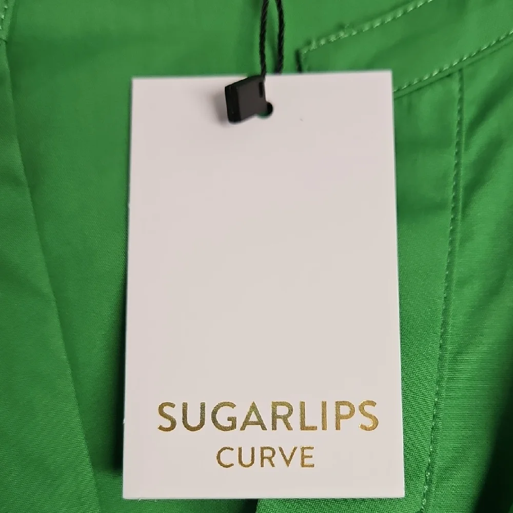 Sugarlips Curve Velma Balloon Sleeve Ruffle Shift Dress: Green: Size- 2X - Picture 7 of 14
